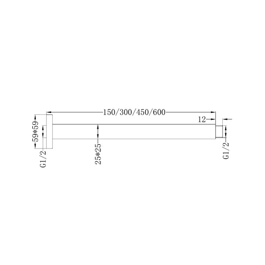 Square Ceiling Arm Matte Black