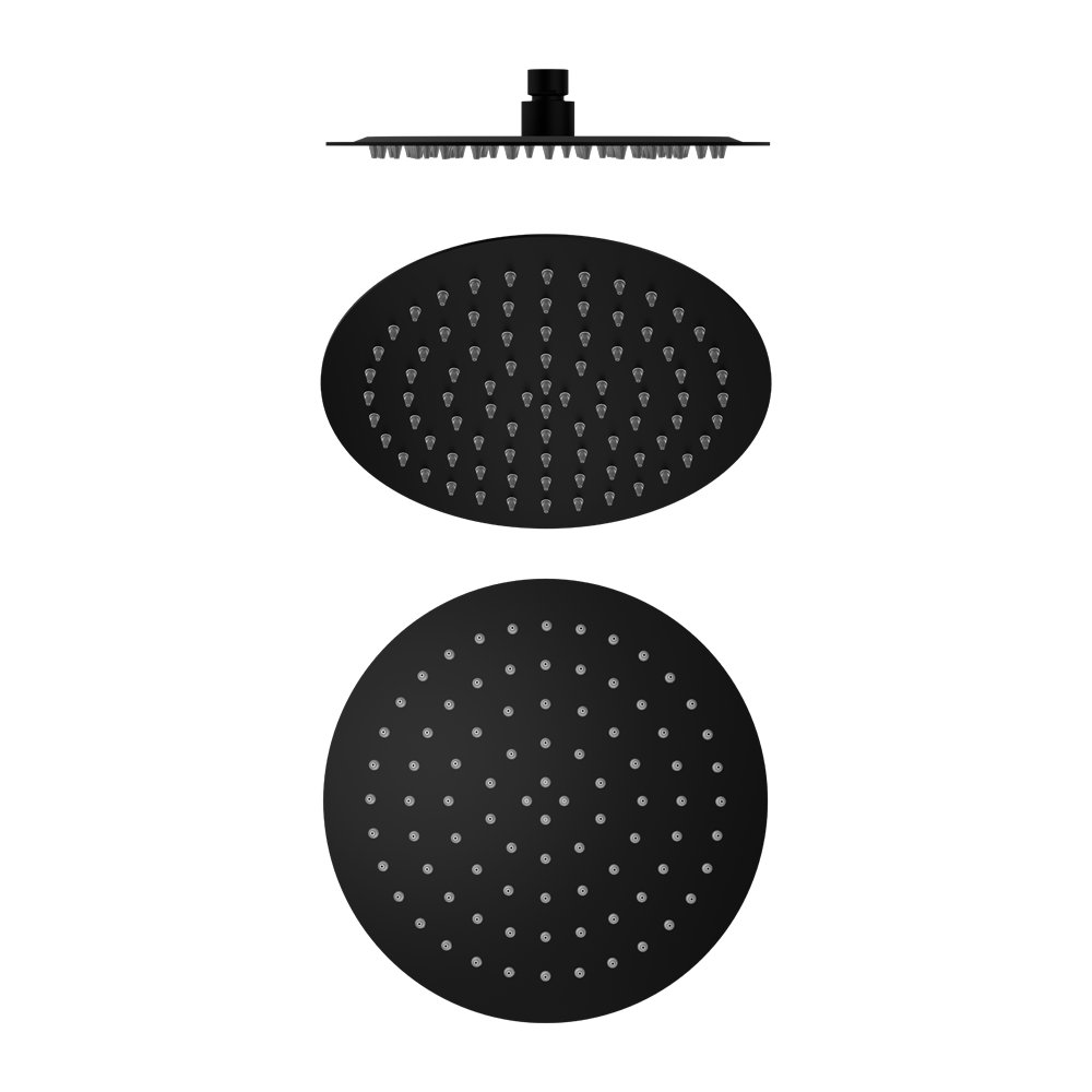 250MM ROUND STAINLESS STEEL SHOWER HEAD 4 STAR RATING MATTE BLACK