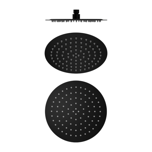 250MM ROUND STAINLESS STEEL SHOWER HEAD 4 STAR RATING MATTE BLACK