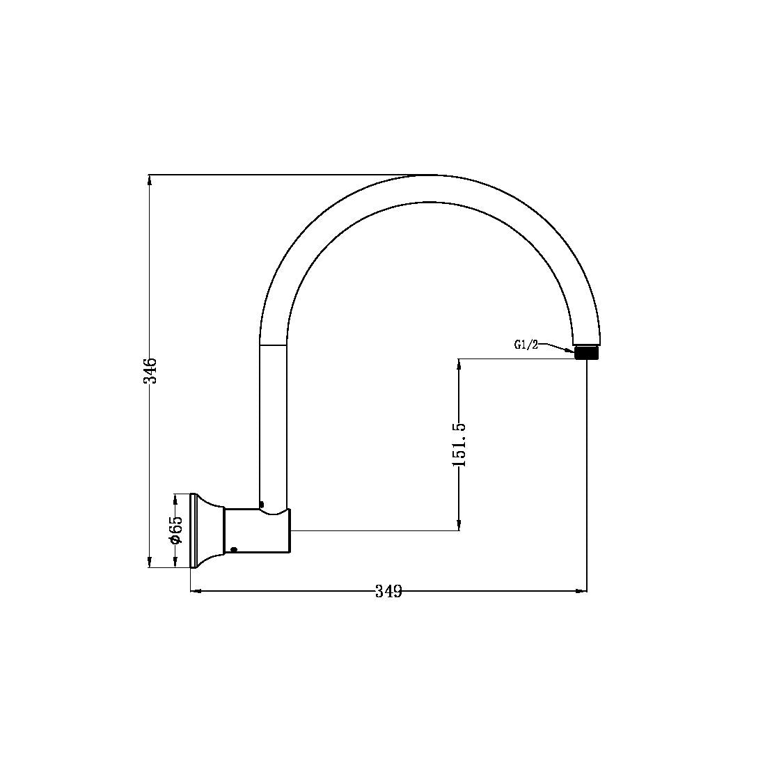 YORK SHOWER ARM MATTE BLACK