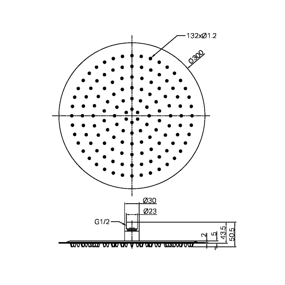 ZEN SS316L 300MM ROUND SHOWER HEAD GRAPHITE