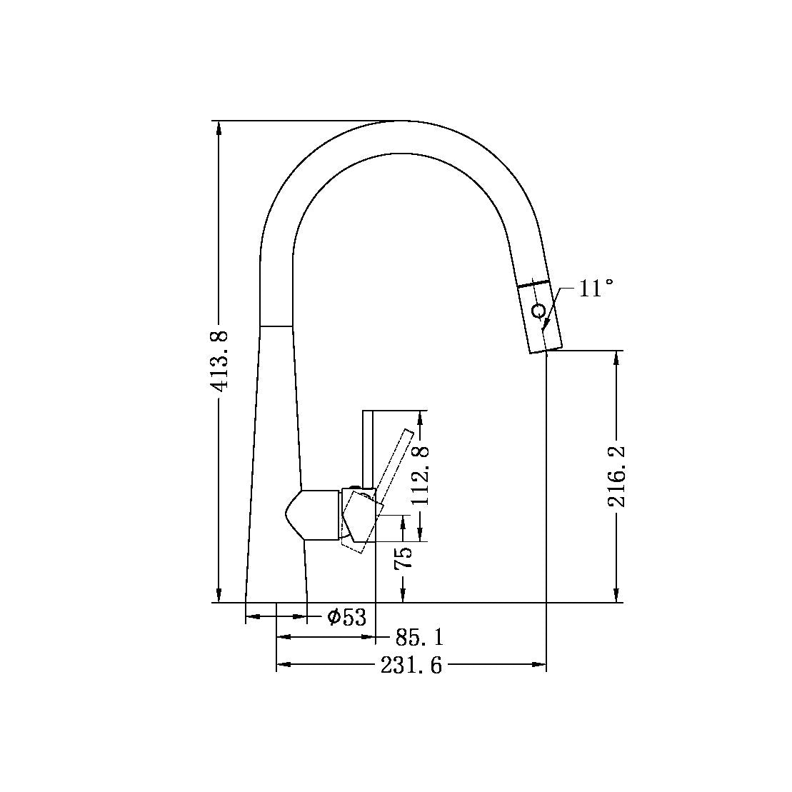 DOLCE PULL OUT SINK MIXER WITH VEGIE SPRAY FUNCTION GUN METAL GREY