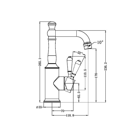 YORK BASIN MIXER WITH METAL LEVER BRUSHED NICKEL
