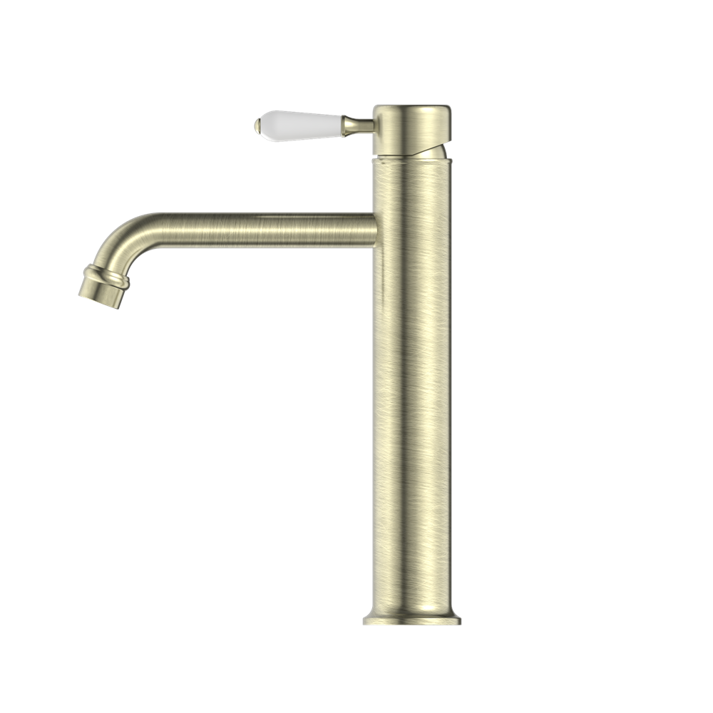 YORK STRAIGHT TALL BASIN MIXER WITH AGED BRASS