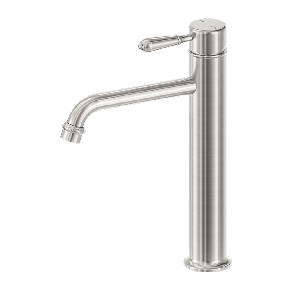 YORK STRAIGHT TALL BASIN MIXER WITH METAL LEVER BRUSHED NICKEL