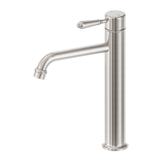 YORK STRAIGHT TALL BASIN MIXER WITH METAL LEVER BRUSHED NICKEL