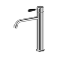 York Straight Tall Basin Mixer With Black Porcelain Lever