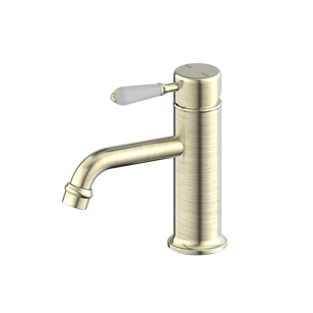 YORK STRAIGHT BASIN MIXER WITH AGED BRASS