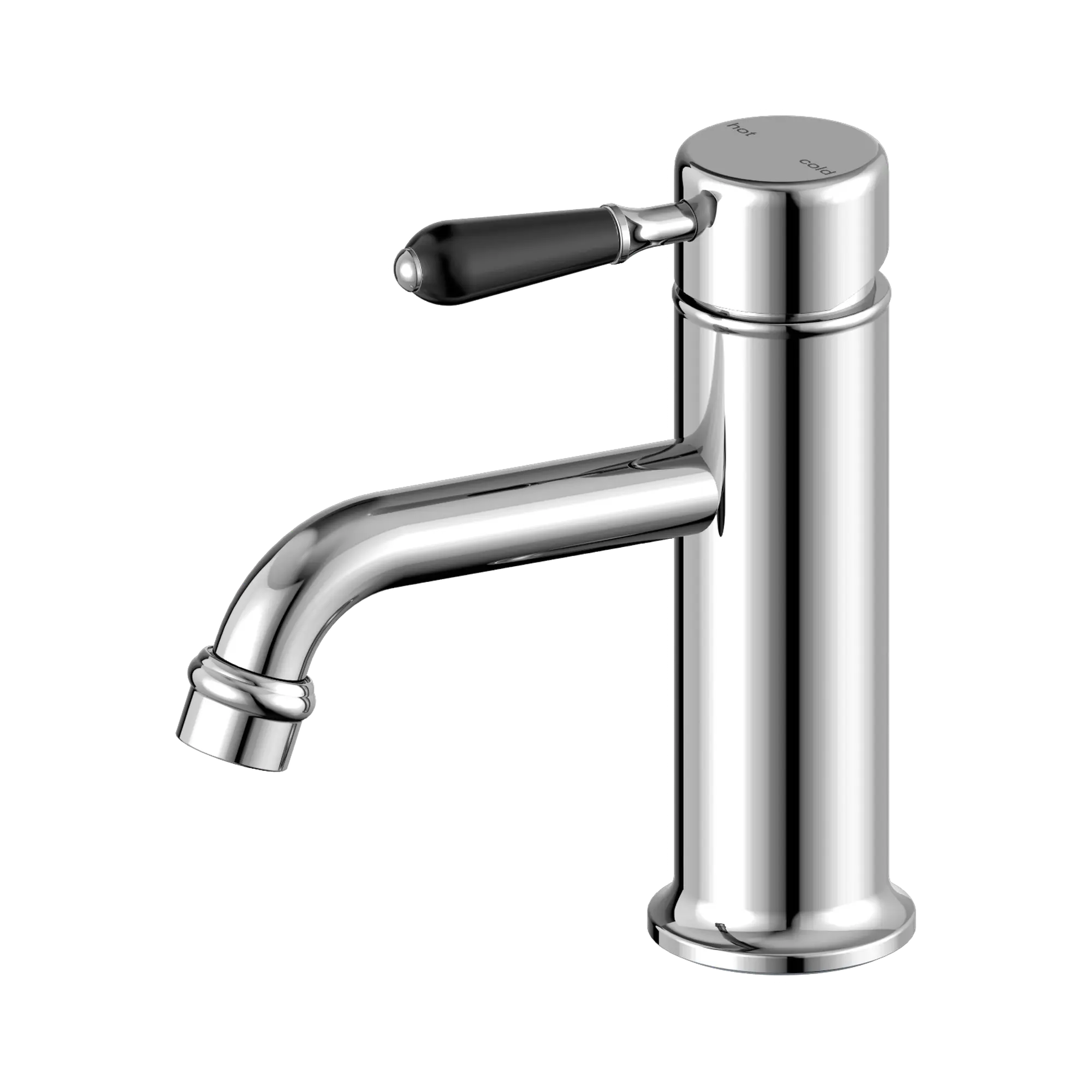 York Straight Basin Mixer With Black Porcelain Lever