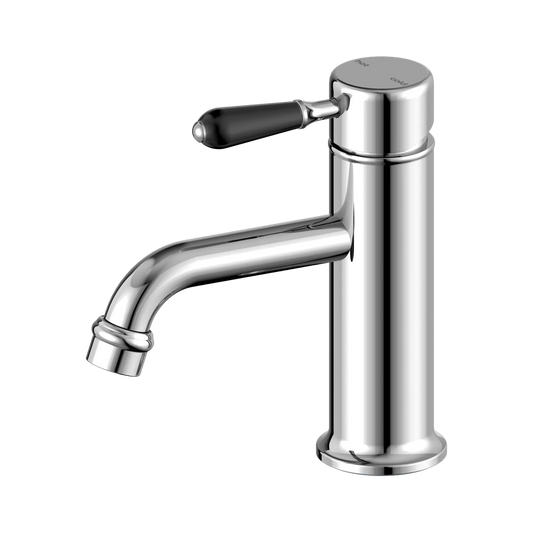 York Straight Basin Mixer With Black Porcelain Lever