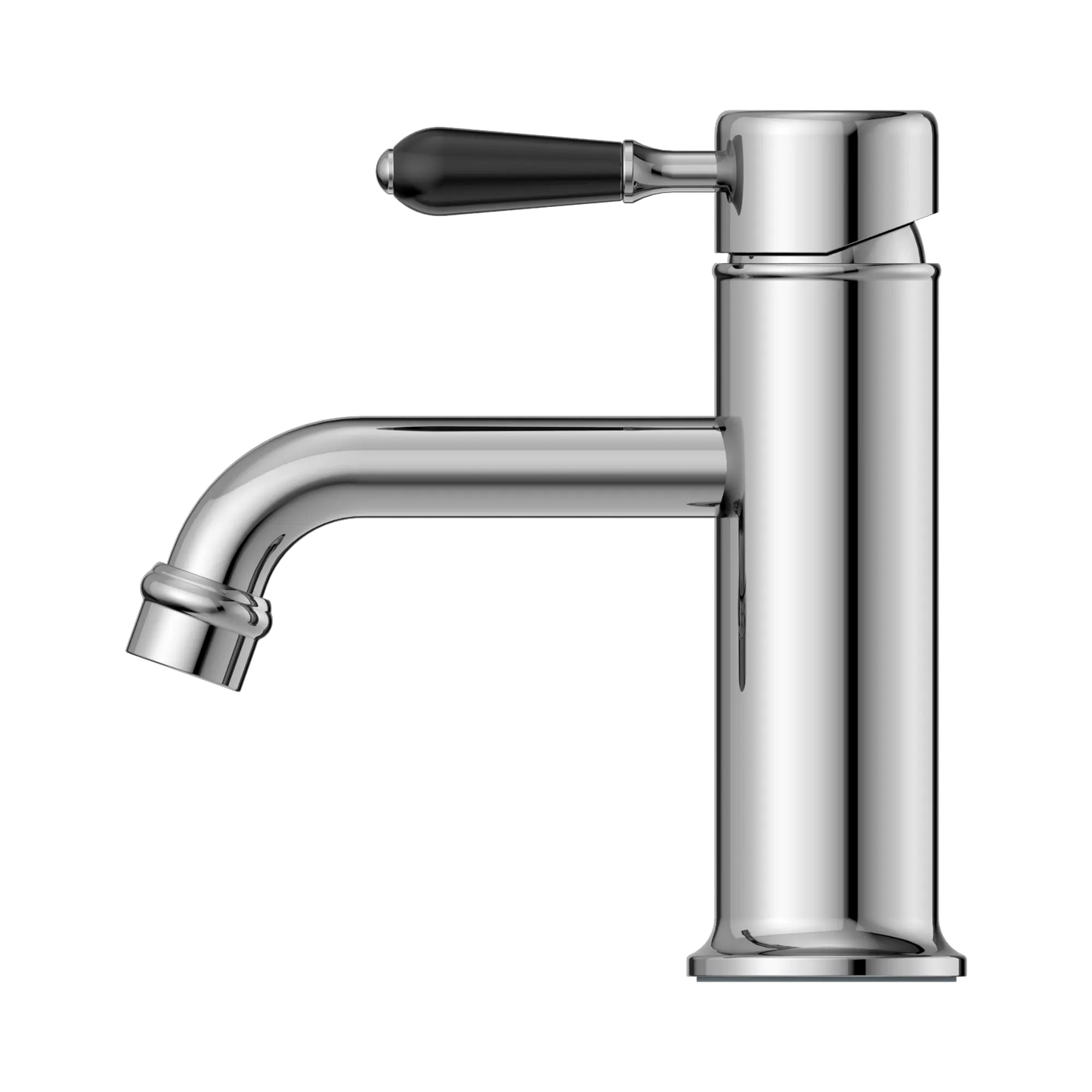 York Straight Basin Mixer With Black Porcelain Lever