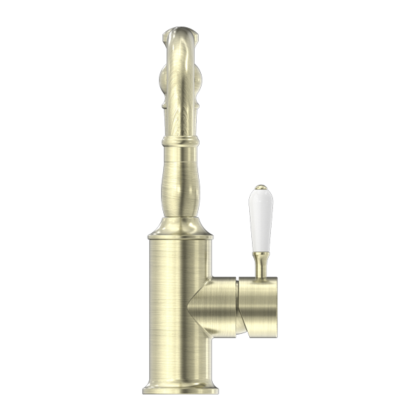 YORK BASIN MIXER HOOK SPOUT WITH AGED BRASS