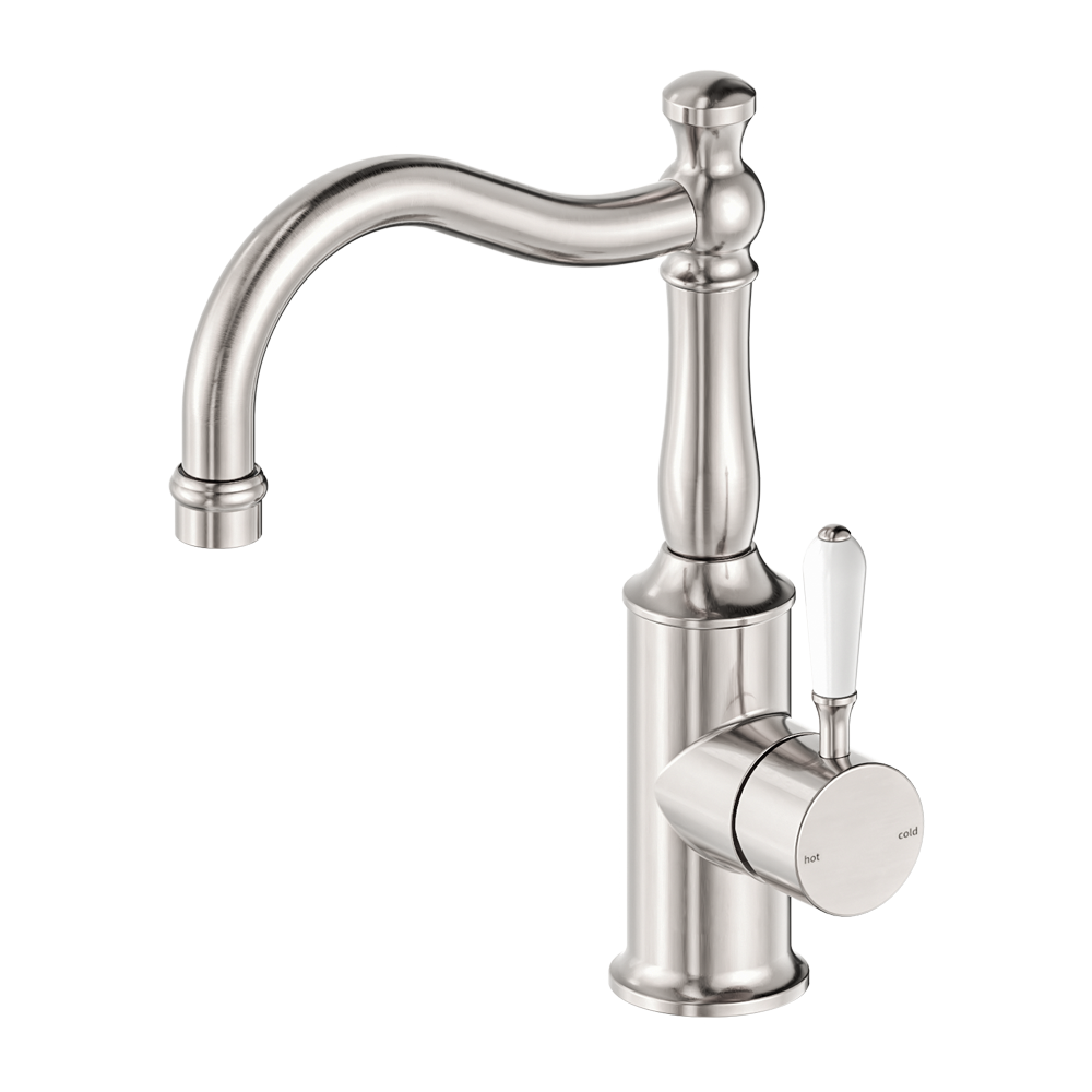 YORK BASIN MIXER HOOK SPOUT WITH BRUSHED NICKEL