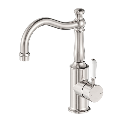 York Basin Mixer Hook Spout with Brushed Nickel