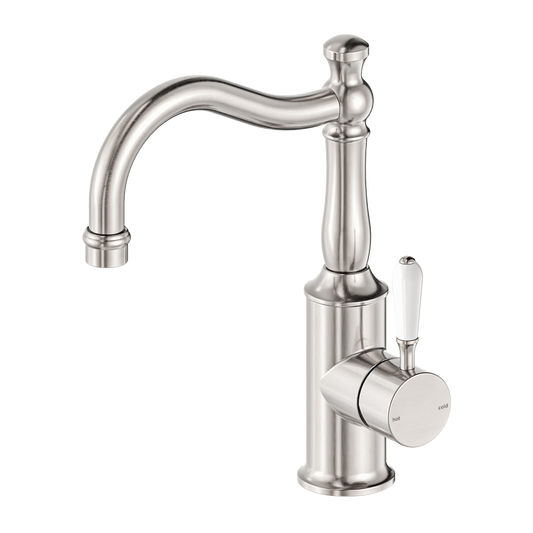 YORK BASIN MIXER HOOK SPOUT WITH BRUSHED NICKEL