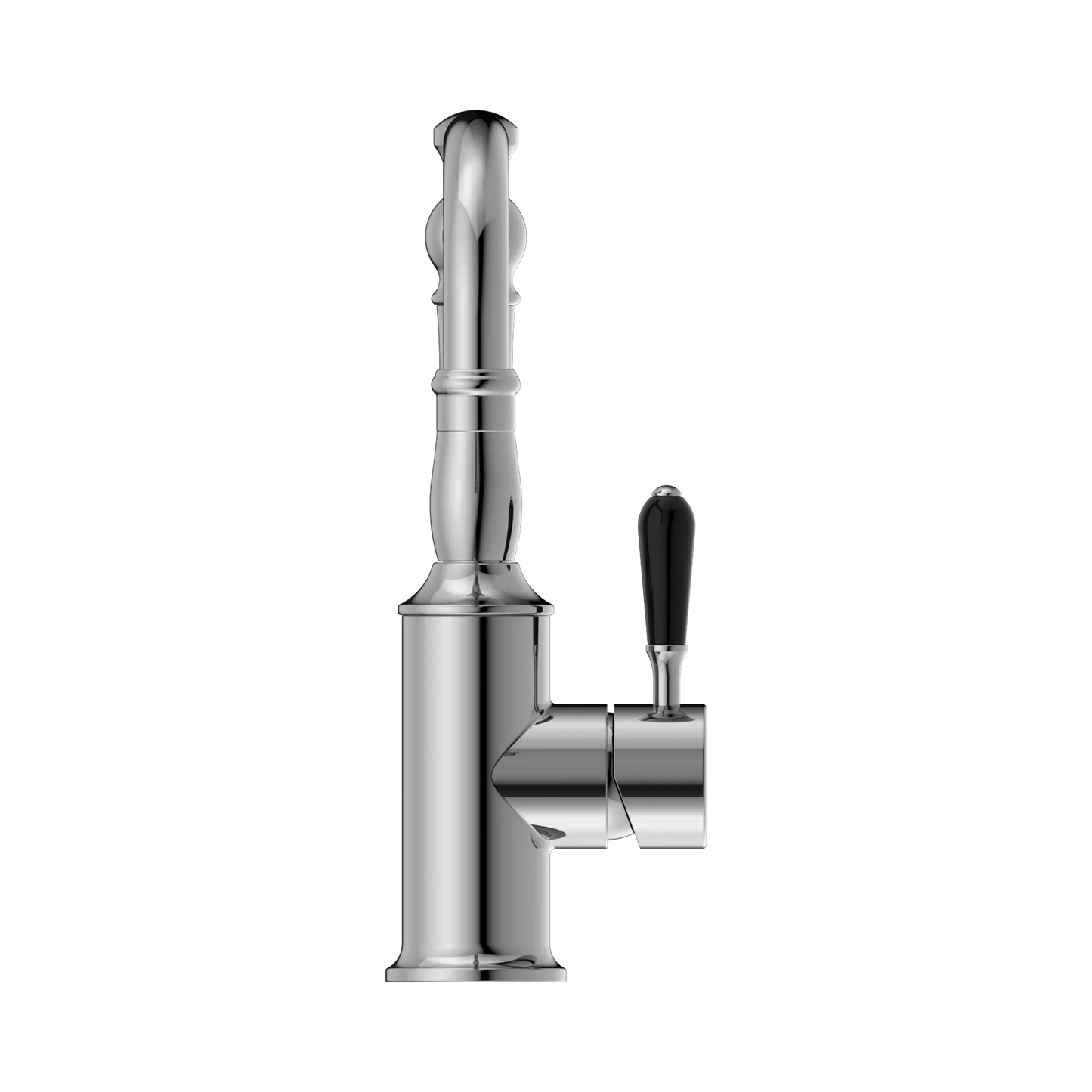 York Basin Mixer Hook Spout With Black Porcelain Lever