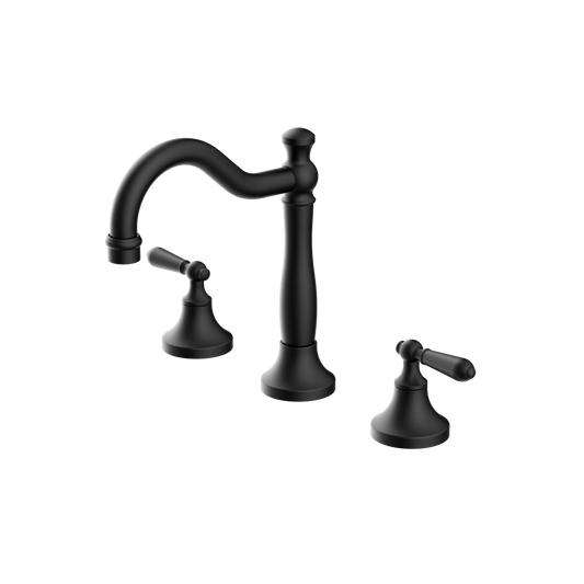 YORK BASIN SET WITH METAL LEVER MATTE BLACK
