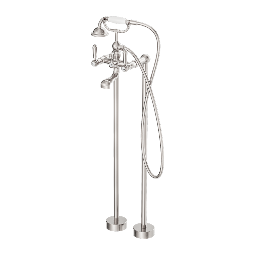 YORK FREESTANDING BATH SET WITH BRUSHED NICKEL