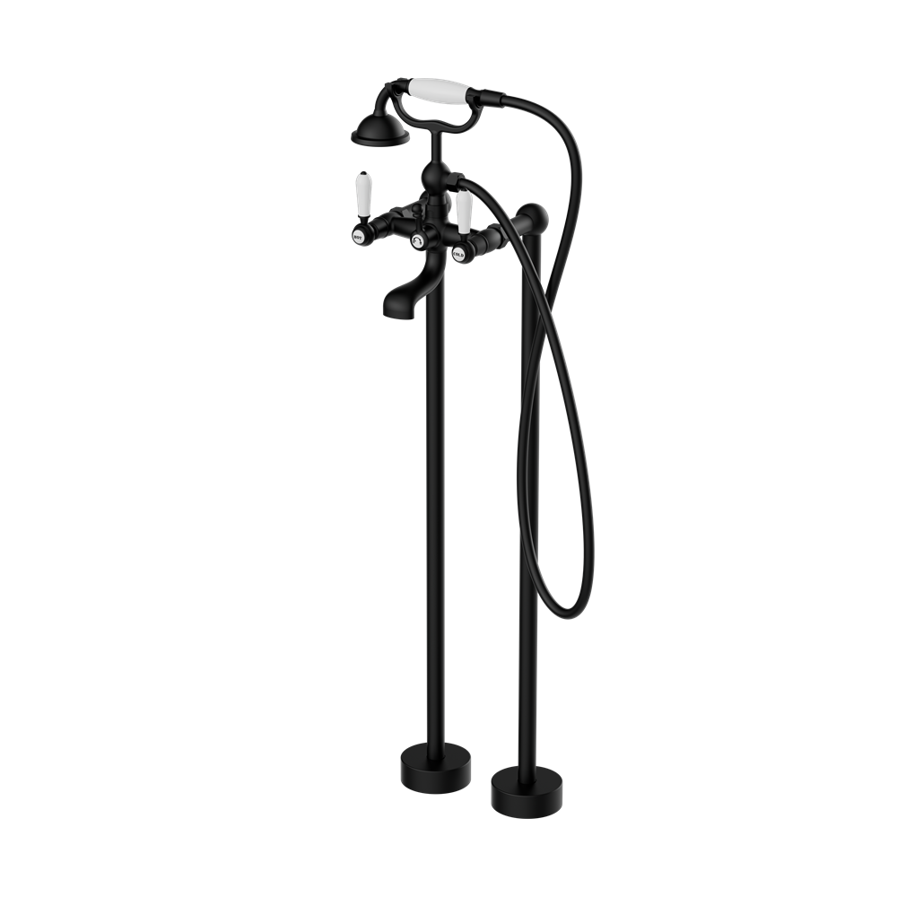 YORK FREESTANDING BATH SET WITH MATTE BLACK