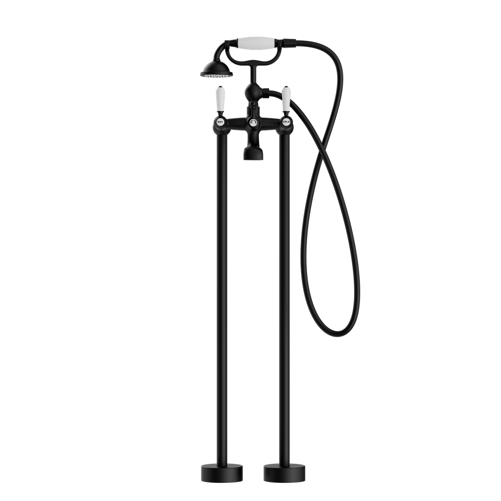 YORK FREESTANDING BATH SET WITH MATTE BLACK