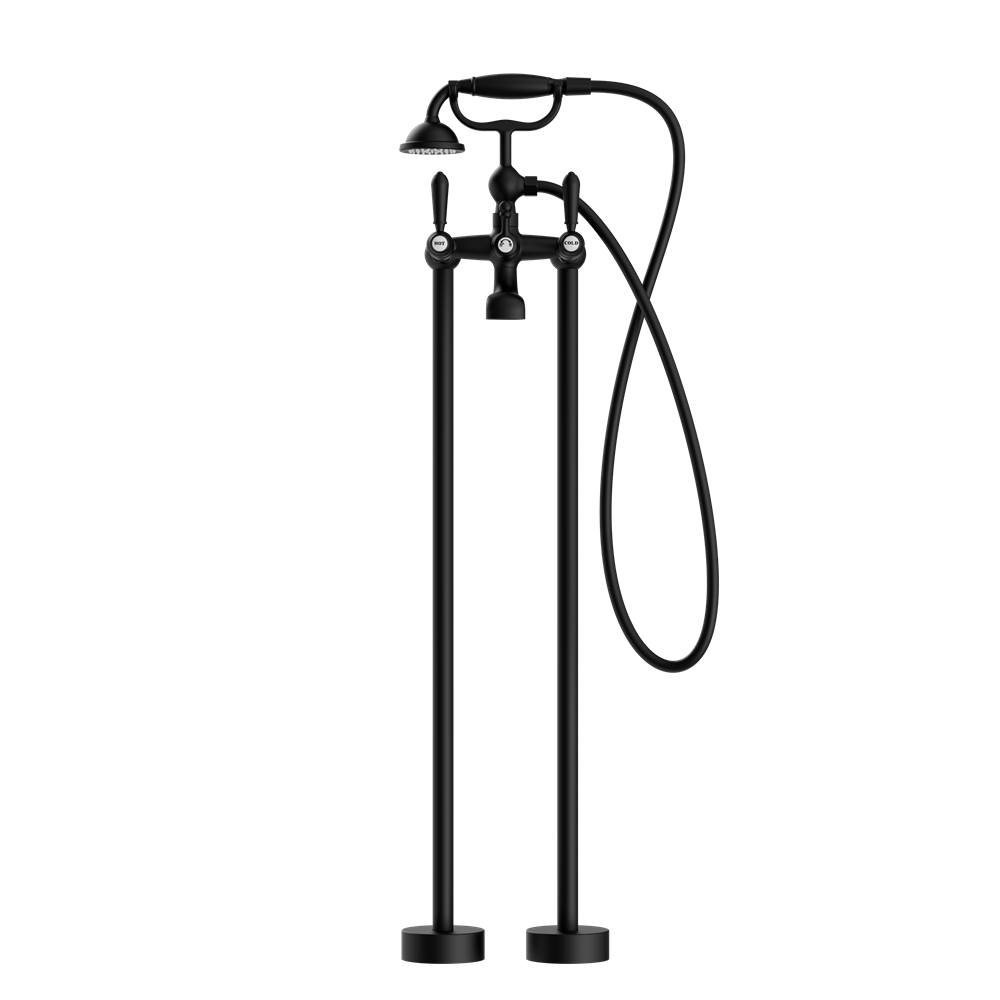 YORK FREESTANDING BATH SET WITH METAL HAND SHOWER MATTE BLACK