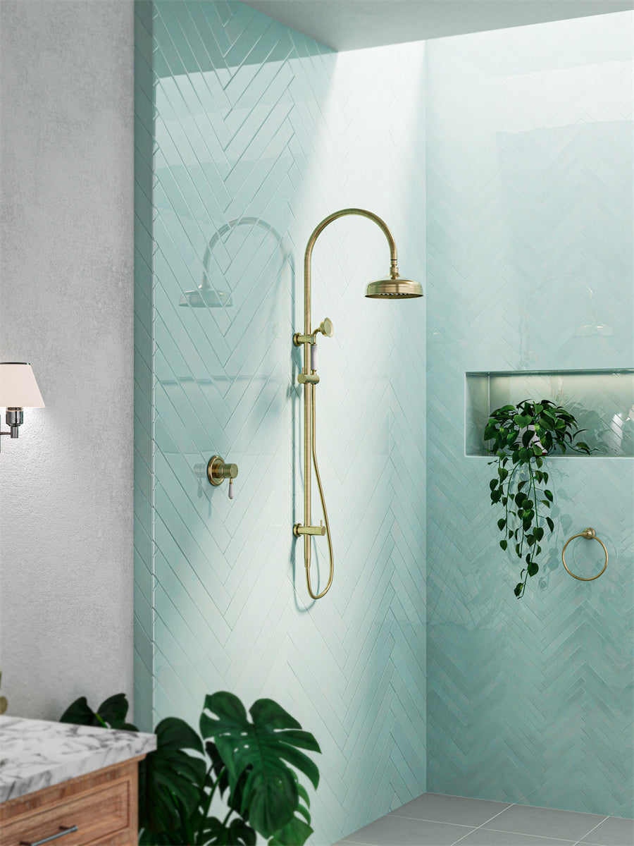YORK TWIN SHOWER WITH AGED BRASS