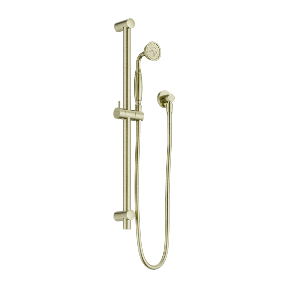 YORK SHOWER RAIL WITH METAL HAND SHOWER AGED BRASS