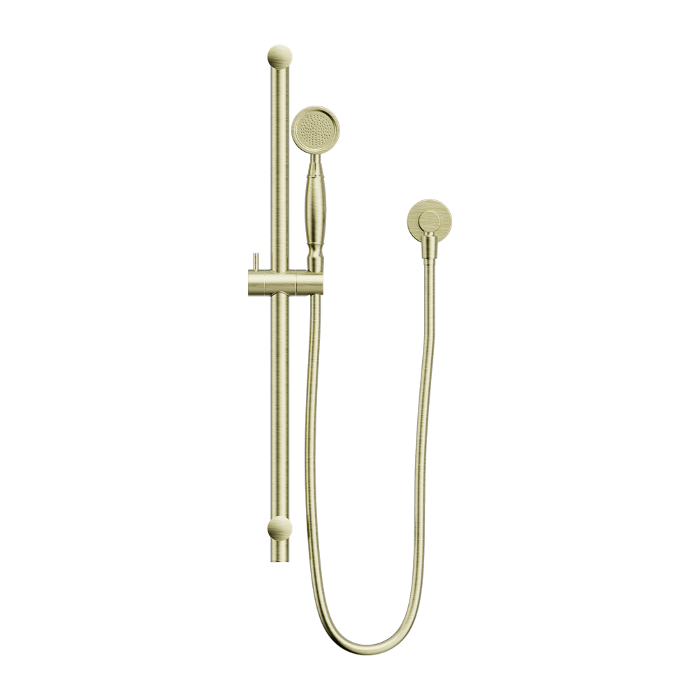 YORK SHOWER RAIL WITH METAL HAND SHOWER AGED BRASS