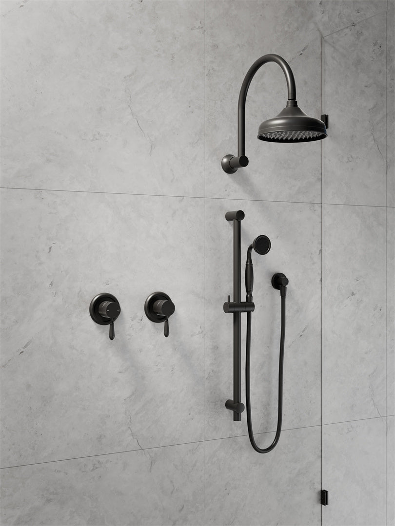 YORK SHOWER MIXER WITH METAL LEVER MATTE BLACK