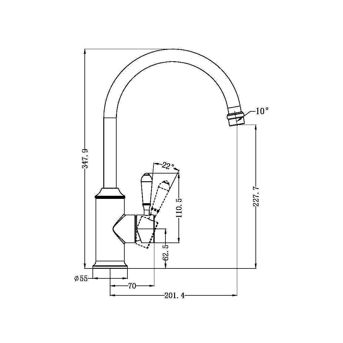 YORK KITCHEN MIXER GOOSENECK SPOUT WITH BRUSHED NICKEL