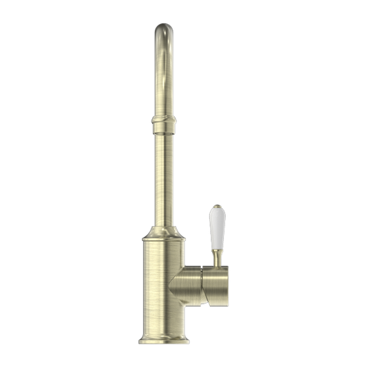 YORK KITCHEN MIXER GOOSENECK SPOUT WITH AGED BRASS