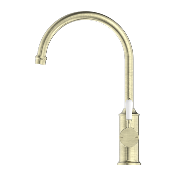 YORK KITCHEN MIXER GOOSENECK SPOUT WITH AGED BRASS