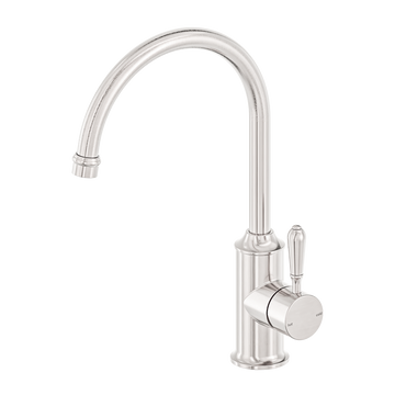 York Kitchen Mixer Gooseneck Spout With Metal Lever Brushed Nickel — Kitchen Mixers & Taps