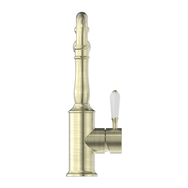 YORK KITCHEN MIXER HOOK SPOUT WITH AGED BRASS