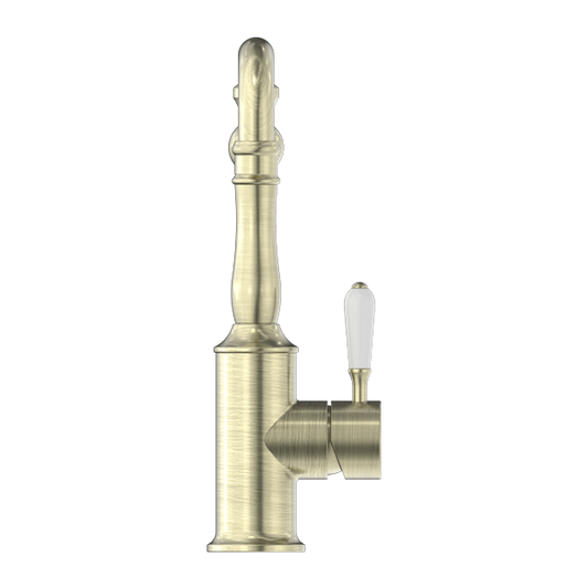 YORK KITCHEN MIXER HOOK SPOUT WITH AGED BRASS