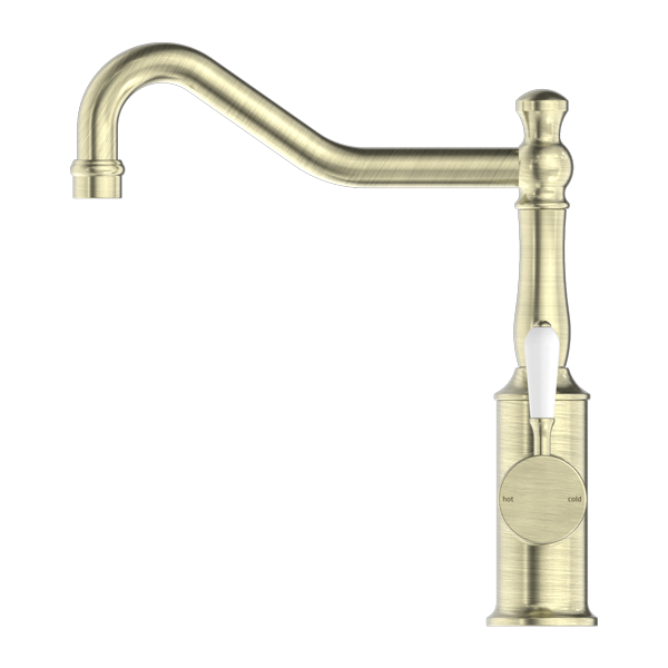 YORK KITCHEN MIXER HOOK SPOUT WITH AGED BRASS