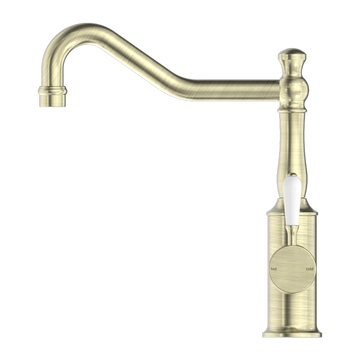 York Kitchen Mixer Hook Spout With Aged Brass — Gold & Brass, Kitchen Mixers & Taps