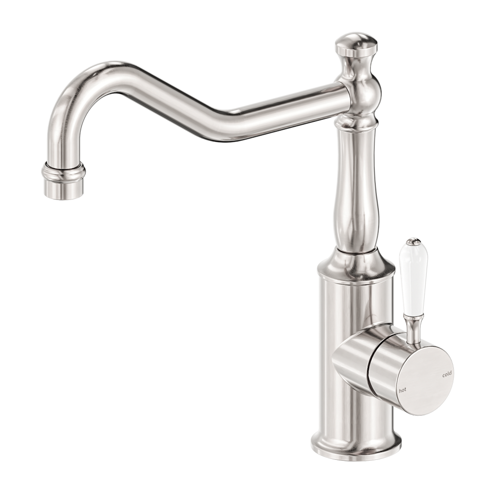 YORK KITCHEN MIXER HOOK SPOUT WITH BRUSHED NICKEL