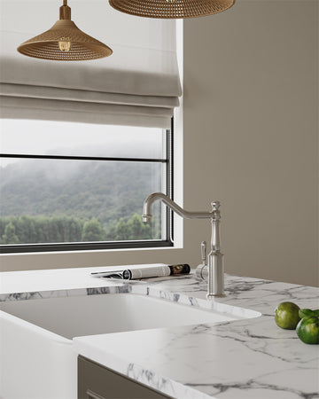 York Kitchen Mixer Hook Spout With Metal Lever Brushed Nickel — Kitchen Mixers & Taps