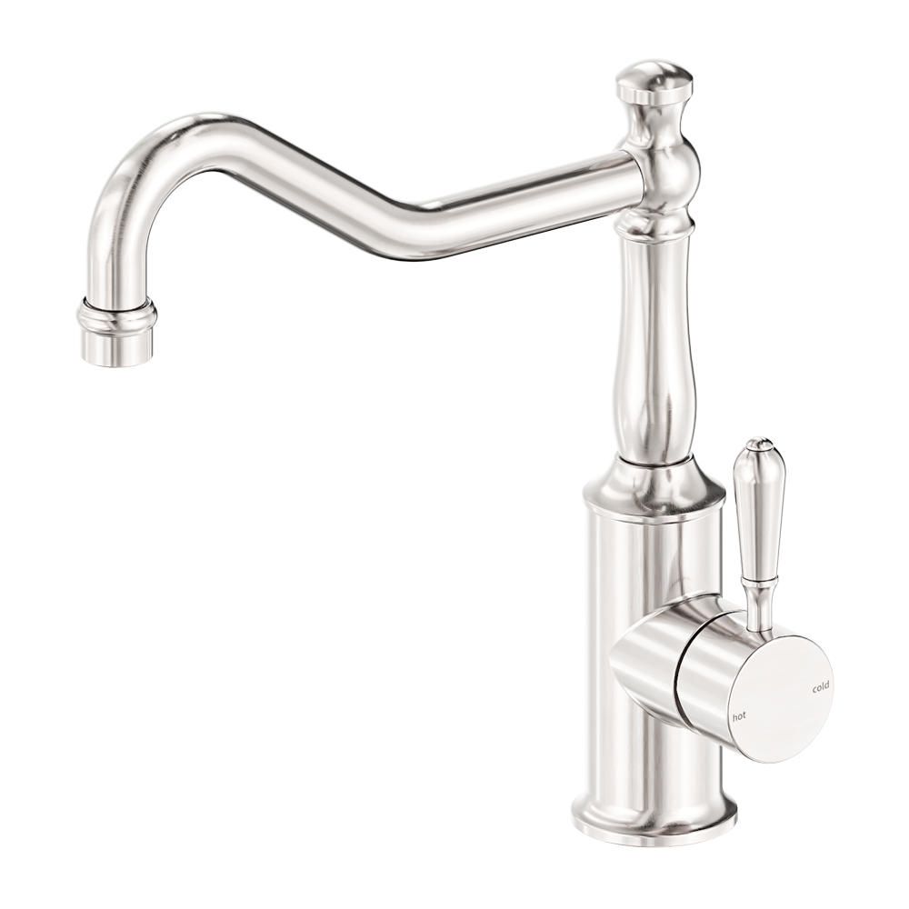 YORK KITCHEN MIXER HOOK SPOUT WITH METAL LEVER BRUSHED NICKEL