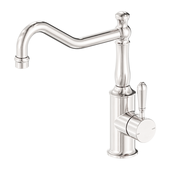 York Kitchen Mixer Hook Spout With Metal Lever Brushed Nickel — Kitchen Mixers & Taps