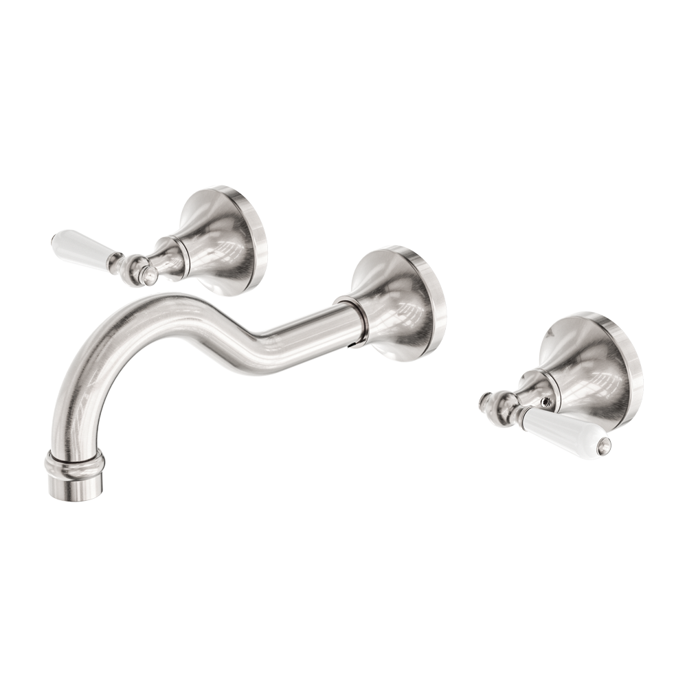 YORK WALL BASIN SET WITH BRUSHED NICKEL