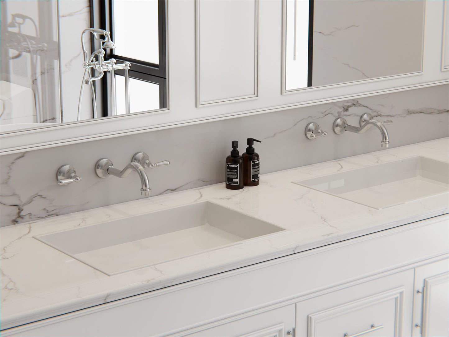 YORK WALL BASIN SET WITH METAL LEVER CHROME