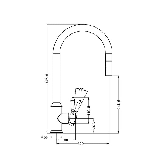 YORK PULL OUT SINK MIXER WITH VEGIE SPRAY FUNCTION WITH BRUSHED NICKEL