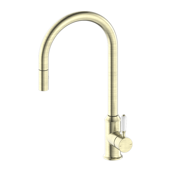 YORK PULL OUT SINK MIXER WITH VEGIE SPRAY FUNCTION WITH AGED BRASS