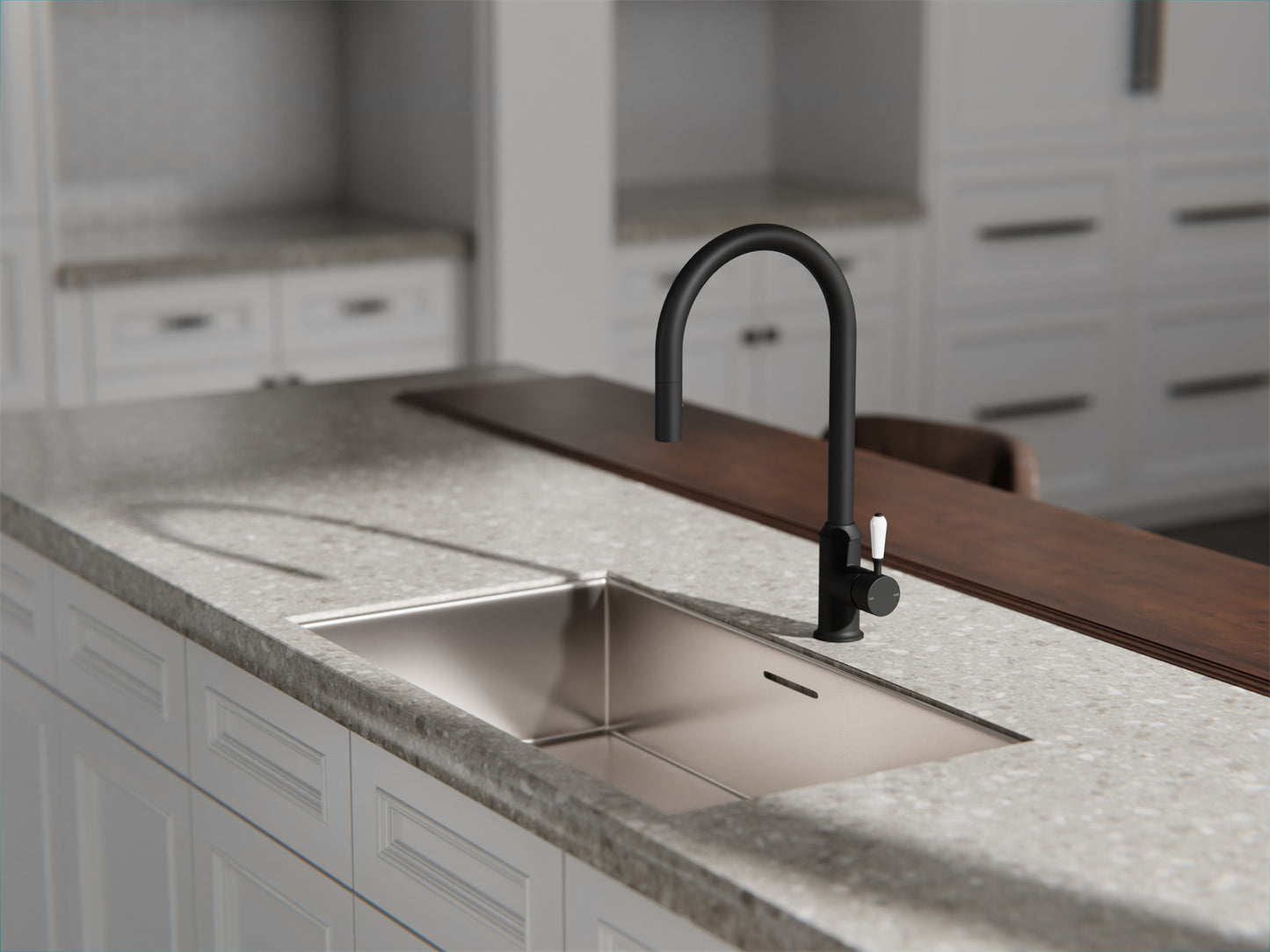 YORK PULL OUT SINK MIXER WITH VEGIE SPRAY FUNCTION WITH MATTE BLACK