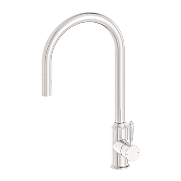 York Pull Out Sink Mixer With Vegie Spray Function With Metal Lever Brushed Nickel — Kitchen Mixers & Taps