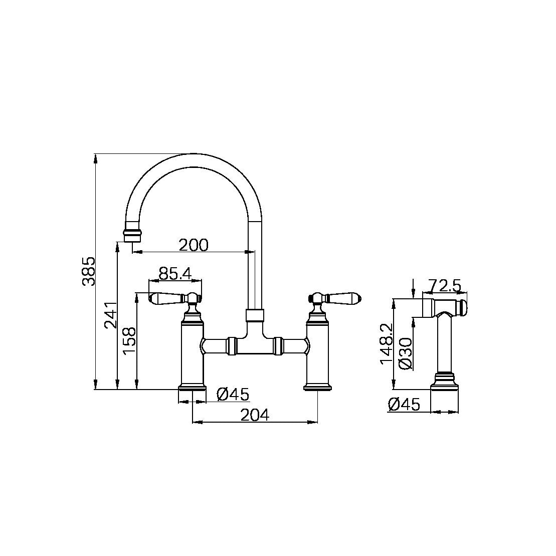 YORK BRIDGE PULL OUT KITCHEN SET WITH HAND SPRAY BRUSHED NICKEL