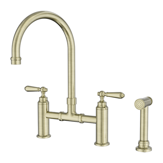 YORK BRIDGE PULL OUT KITCHEN SET WITH HAND SPRAY AGED BRASS (NR692108AAB) AGED BRASS