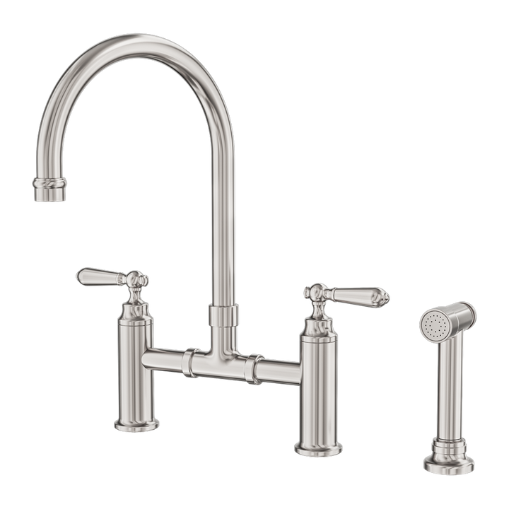 York Bridge Pull Out Kitchen Set With Hand Spray Brushed Nickel — Kitchen Mixers & Taps